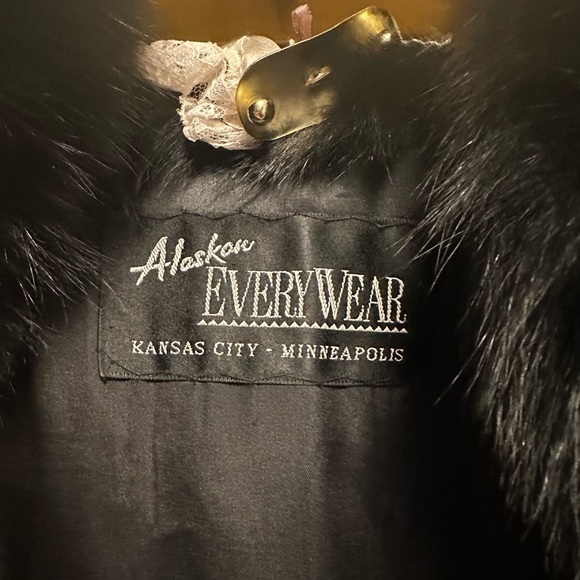 Black Lamb Leather Vintage Coat with Black Fox Tuxedo Trim. Alaskan Fur Co. - Picture 12 of 12
